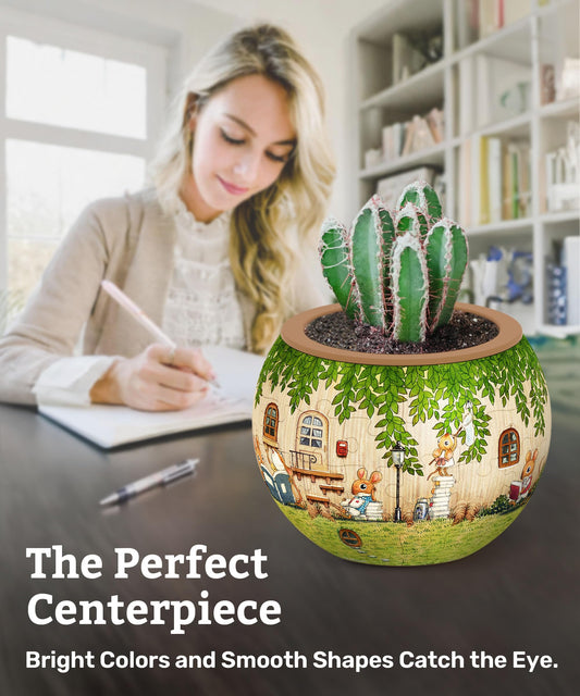 PieceRelax 3D puzzle planter dual-layer design for planting and drainage.