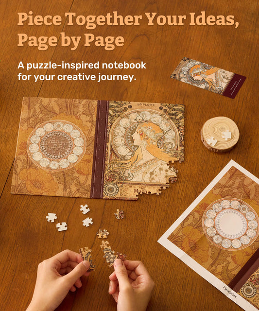 PieceRelax Alphonse Mucha Zodiac notebook inside with protective storage.