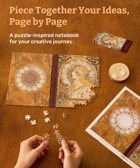 PieceRelax Alphonse Mucha Zodiac notebook inside with protective storage.