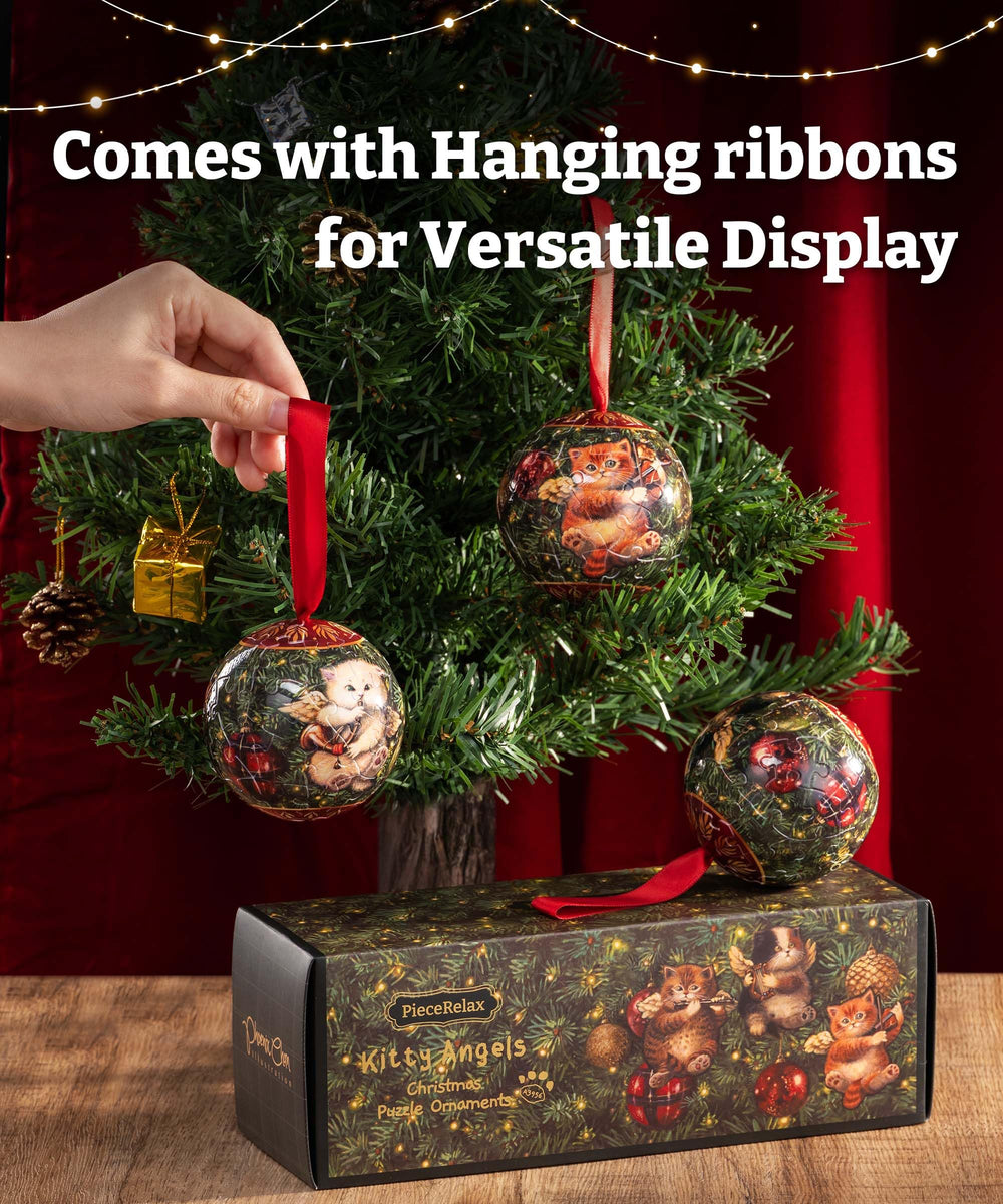 PieceRelax Christmas ornaments gift box includes three ready-to-hang spheres.