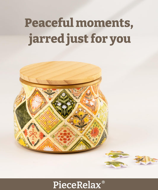 PieceRelax Daisy Breeze puzzle pieces closeup highlighting no-glue assembly