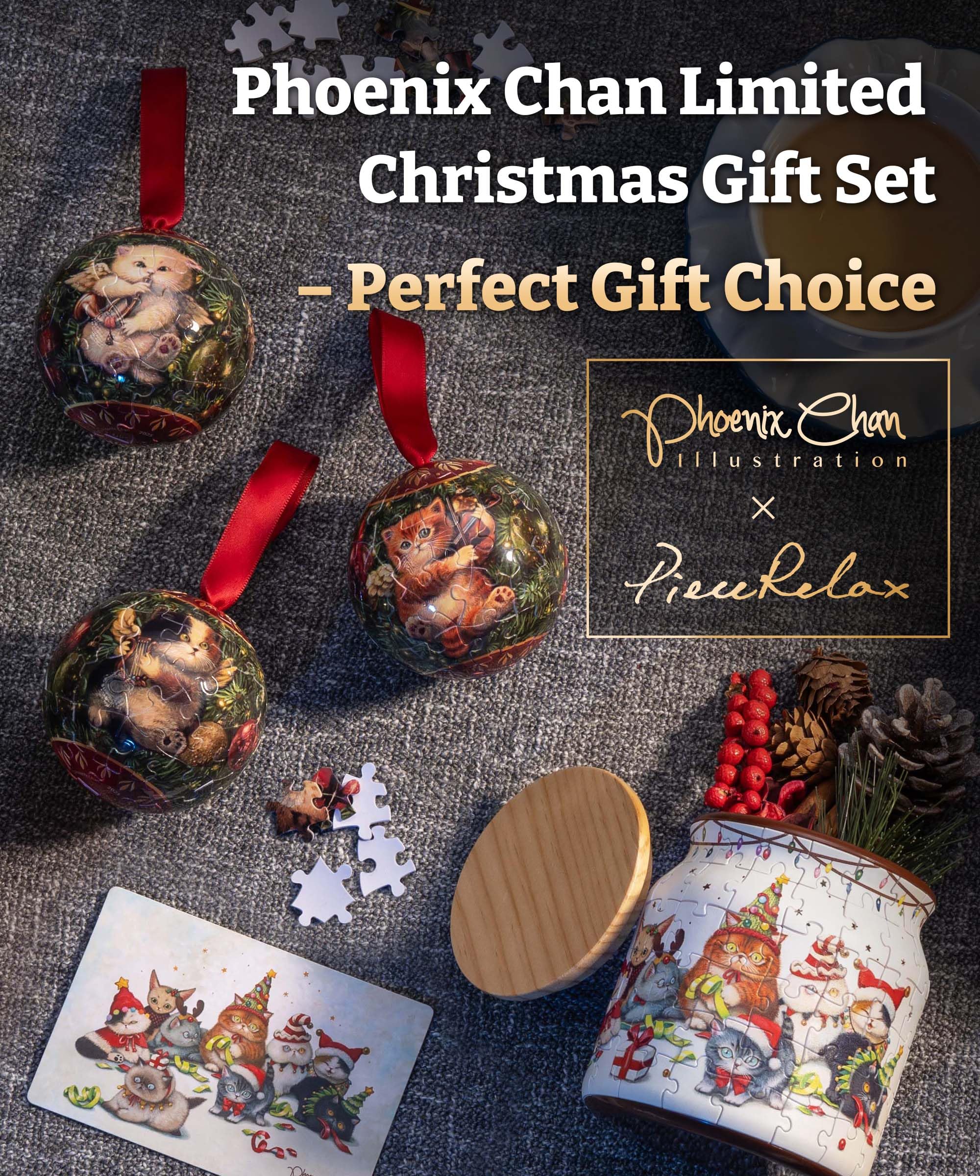 PieceRelax hanging cord lets you display these ornaments on a tree.