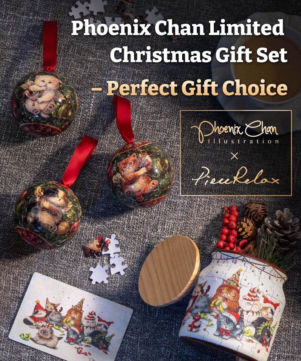 PieceRelax hanging cord lets you display these ornaments on a tree.