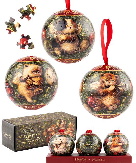 PieceRelax Phoenix Chan 3D puzzle ball with intricate artwork, ideal as a compact Christmas tree ornament.