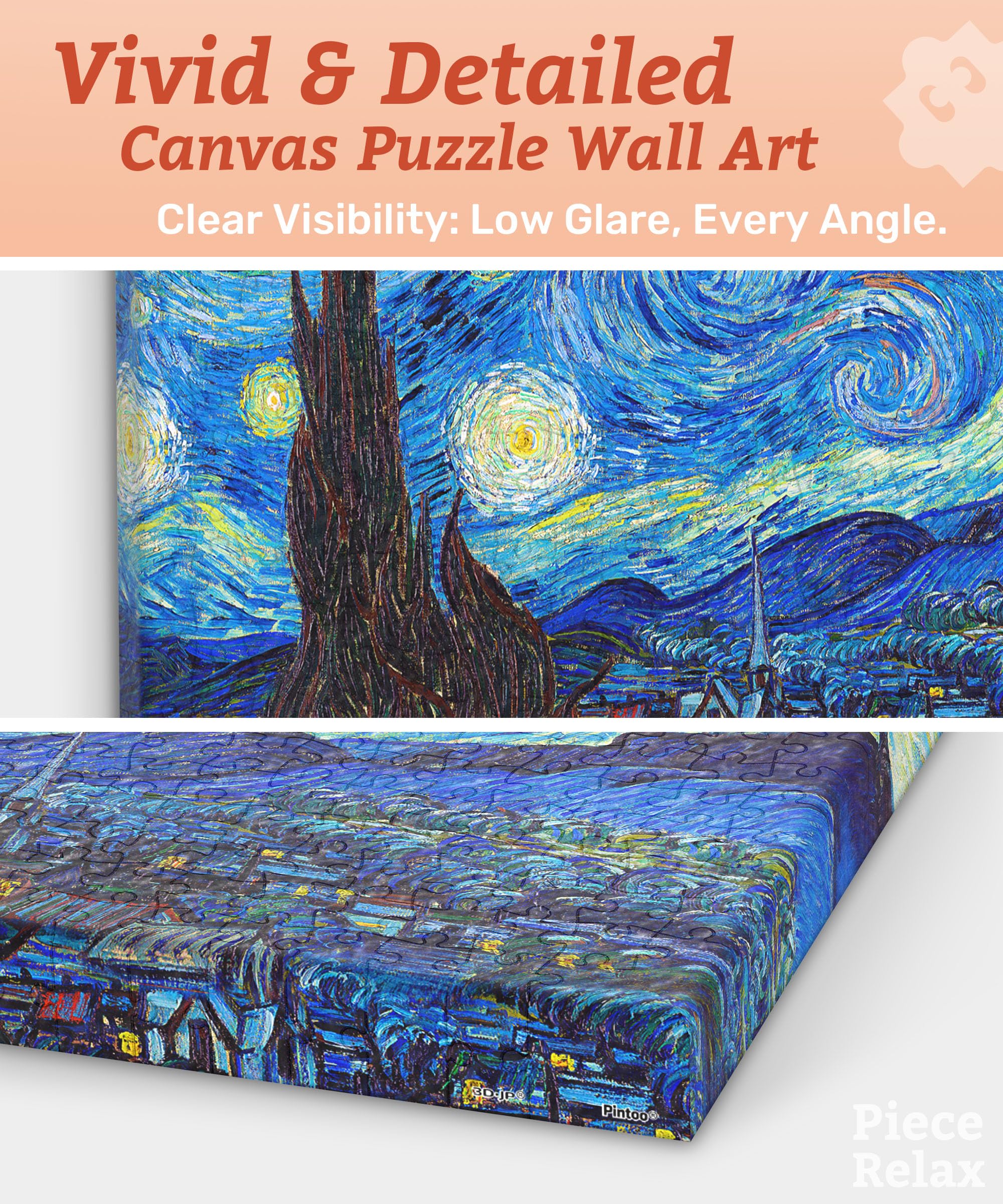 PieceRelax Van Gogh wall art puzzle highlighting swirling skies