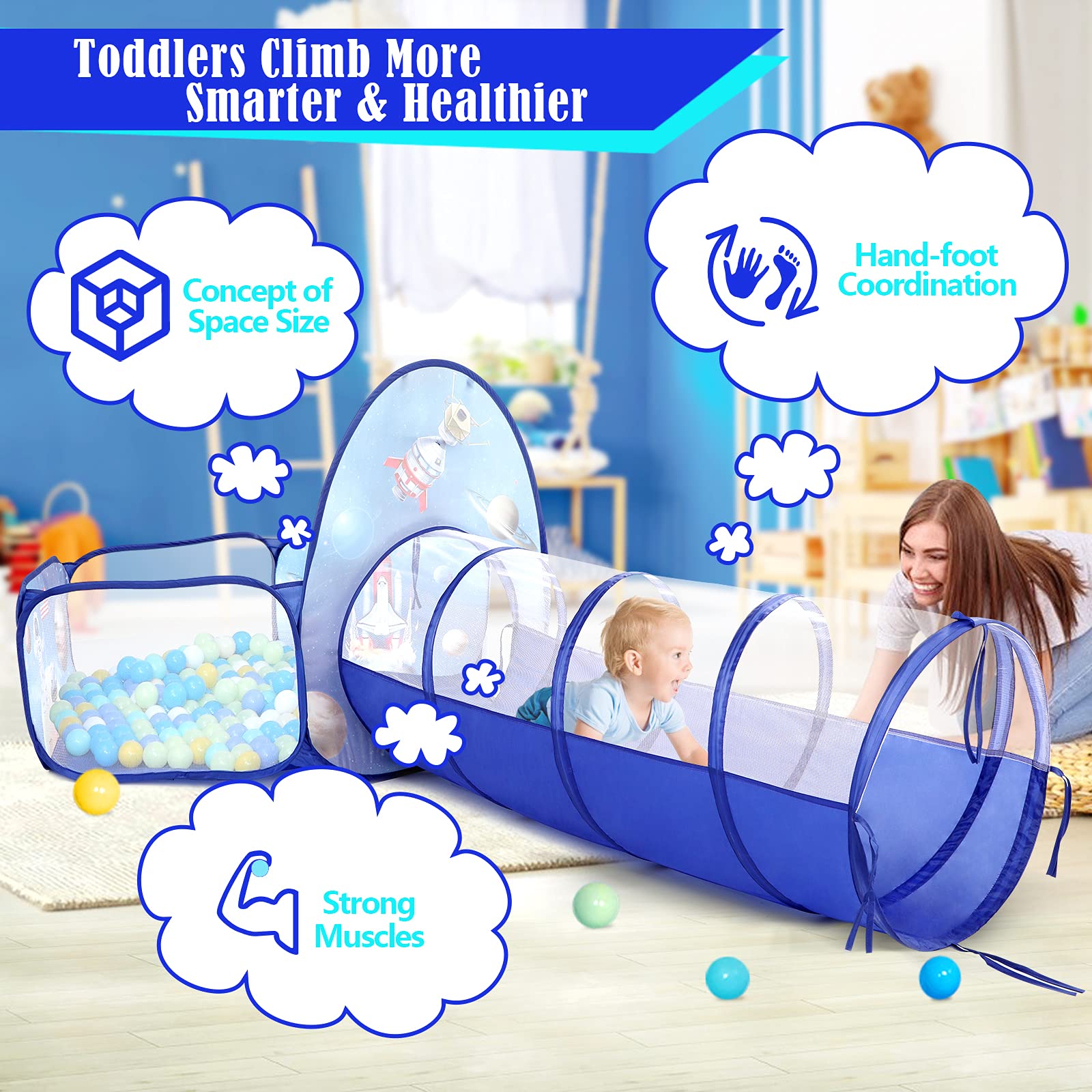 PigPigPen crawl tunnel helps kids practice crawling and transitions between play areas.