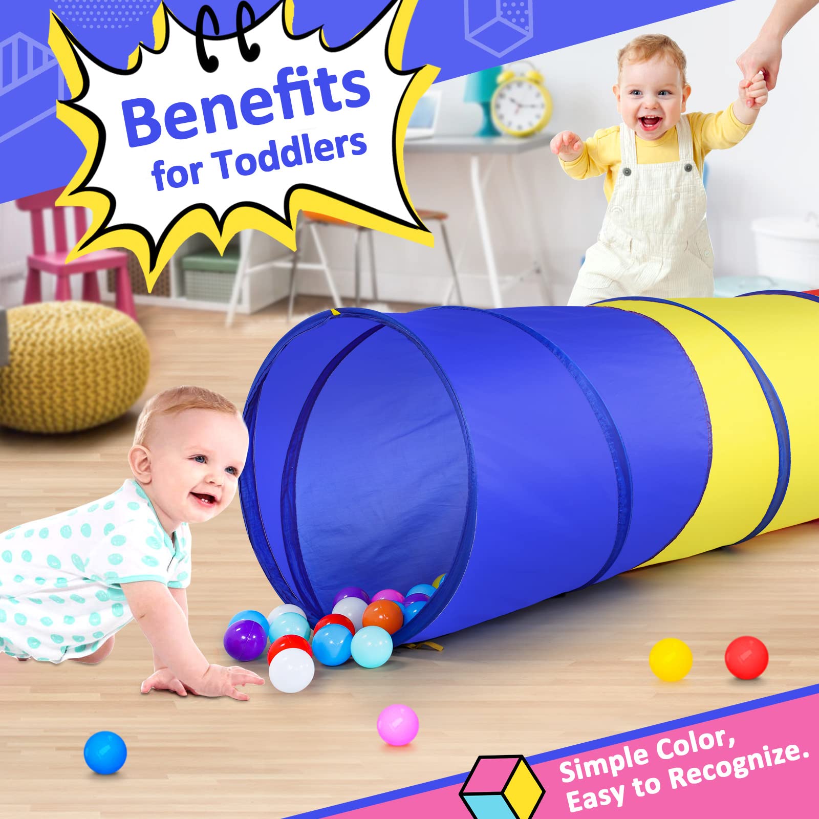 PigPigPen tunnel tent with yellow outer shell for backyard adventures.