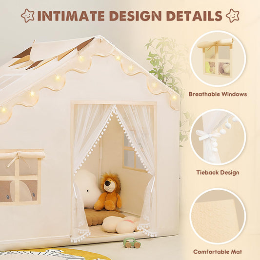 PIIKAGO kids tent with star lights — gentle illumination for cozy indoor adventures.