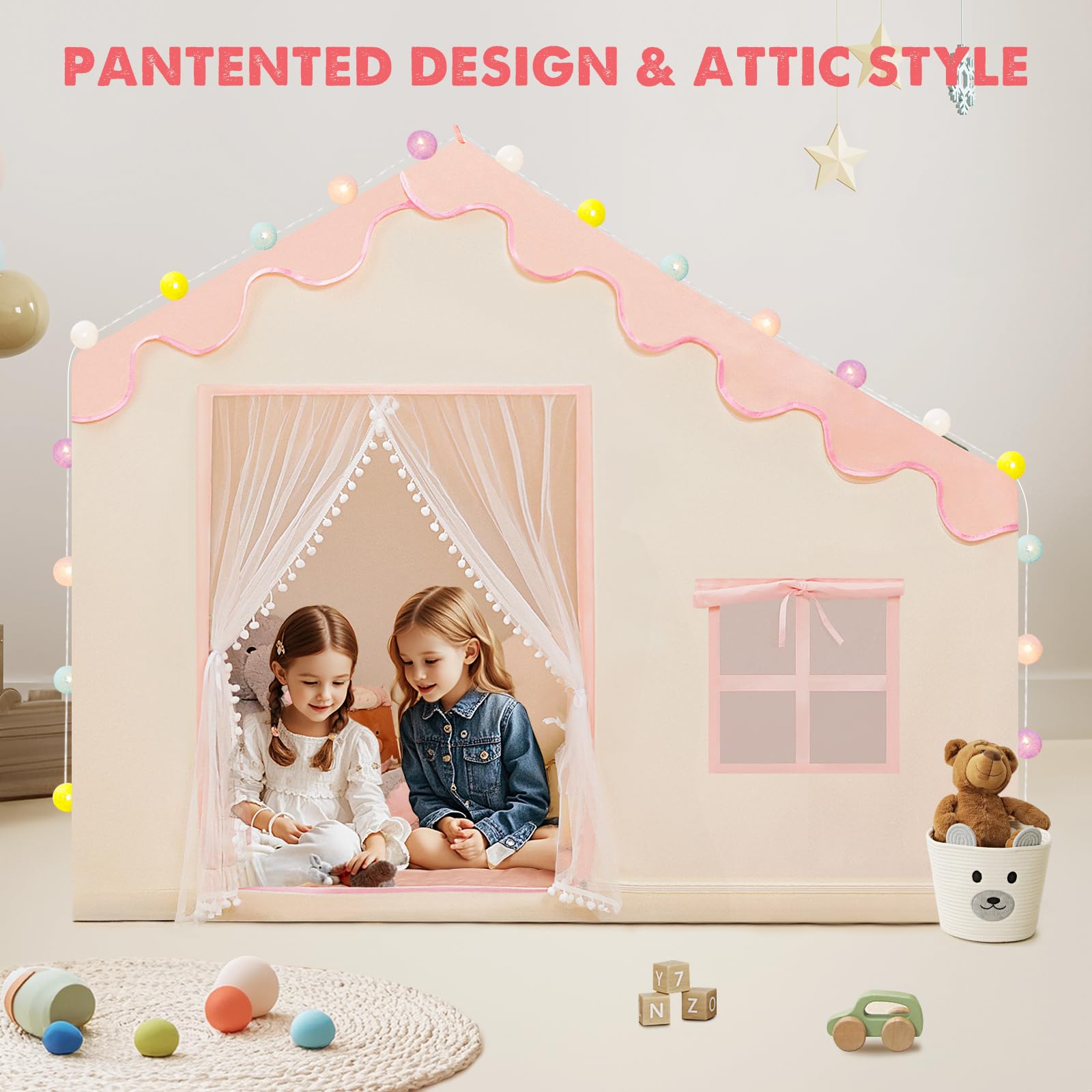 PIIKAGO spacious play tent interior fits 3–4 kids for social pretend sessions.