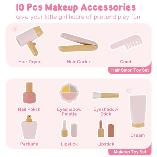 PIIKAGO 10-piece makeup accessories for imaginative play.