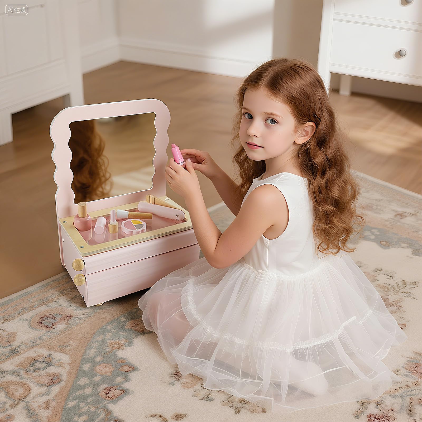 PIIKAGO safety-certified wood vanity uses non-toxic paint for safe play.