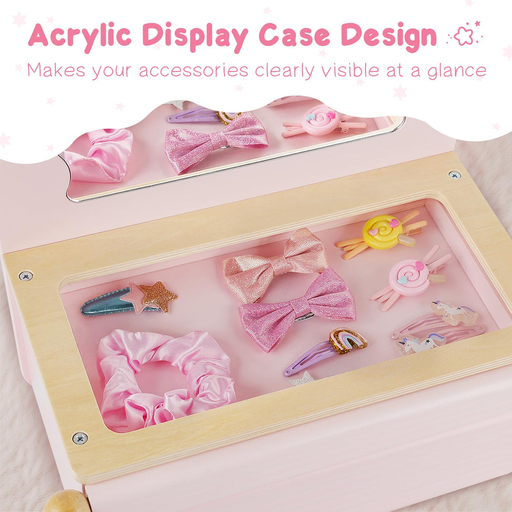 PIIKAGO vanity drawer storage helps tidy pretend cosmetics.