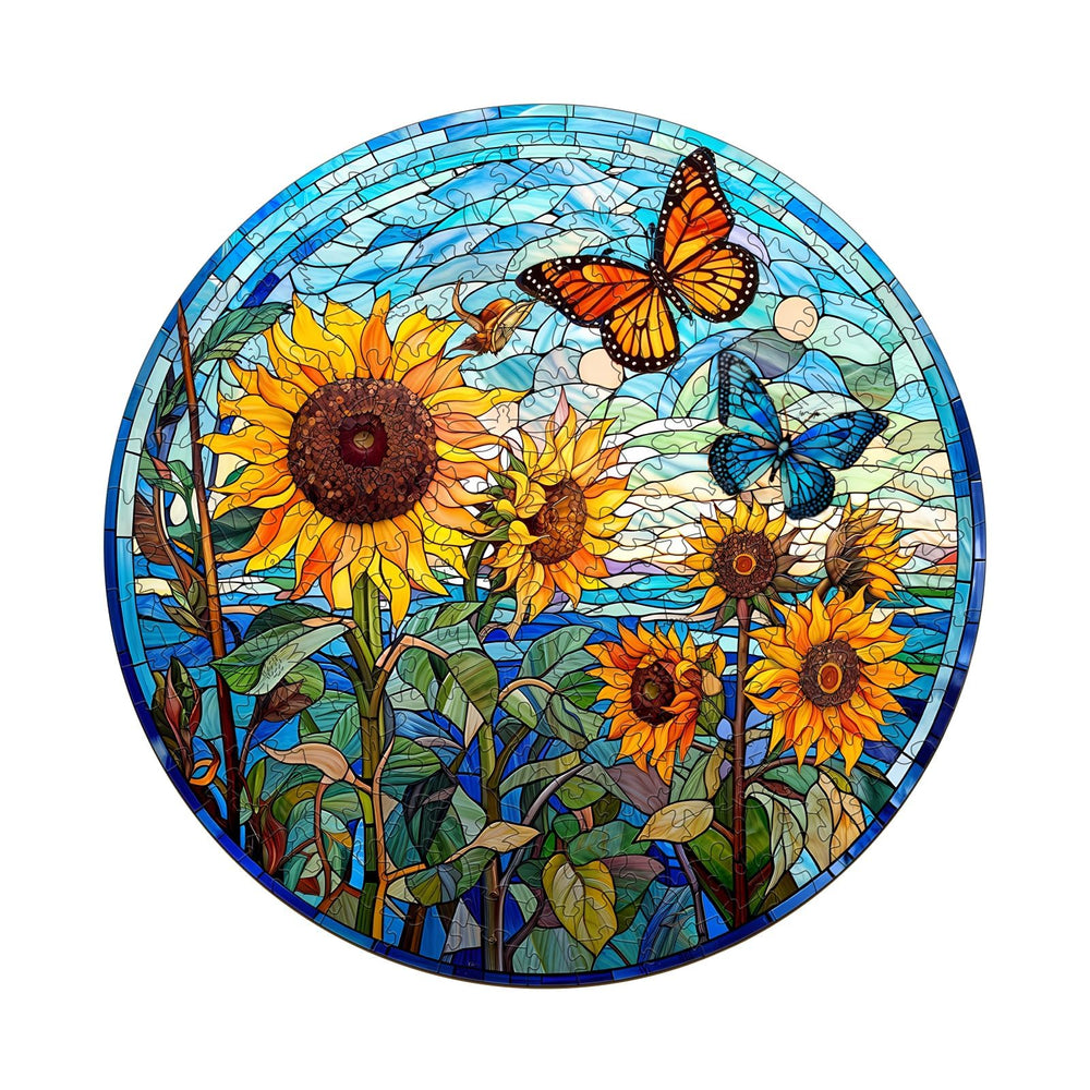 Pijesaksa Glass Sunflower Puzzle promotes calm, mindful play with a vivid stained-glass look