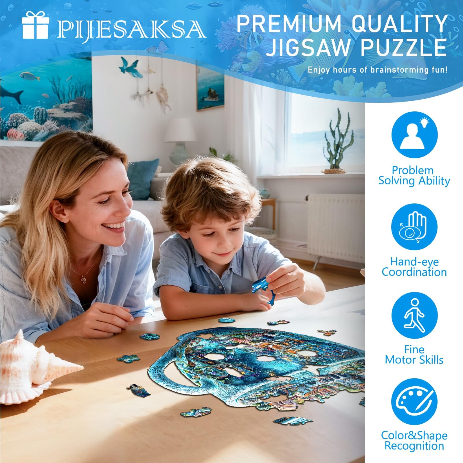 Pijesaksa Laser-cut wooden puzzle pieces ensure precise fit and neat edges