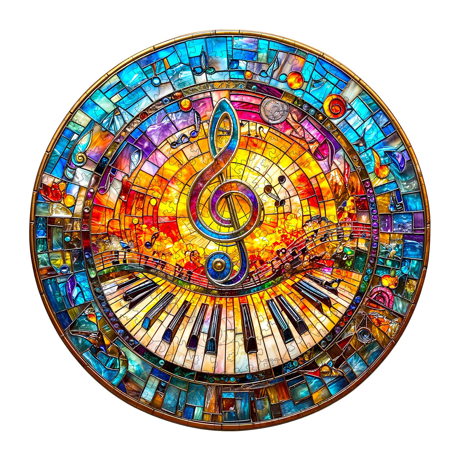Pijesaksa wooden puzzle piano stained-glass 100pc, ideal for mindful focus
