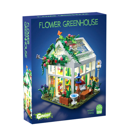 PIKARO Flowers House with LED light—side view for cozy desk decor.