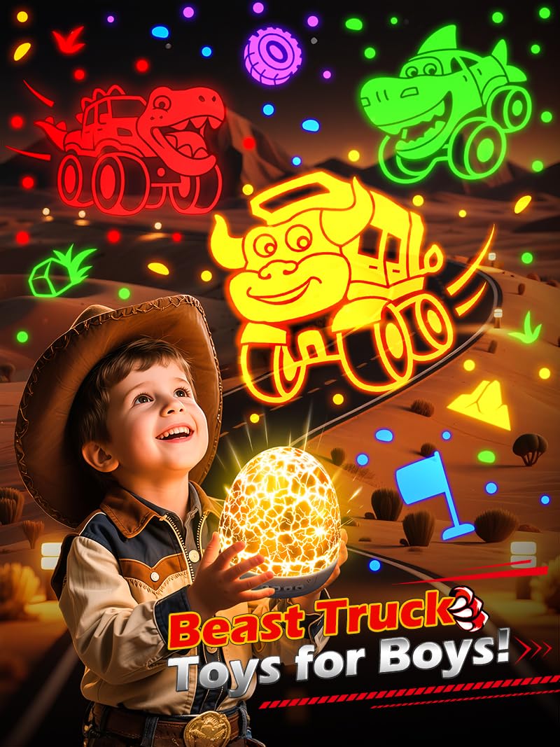 PIKOY dino beast truck film wall projection sparks active play.