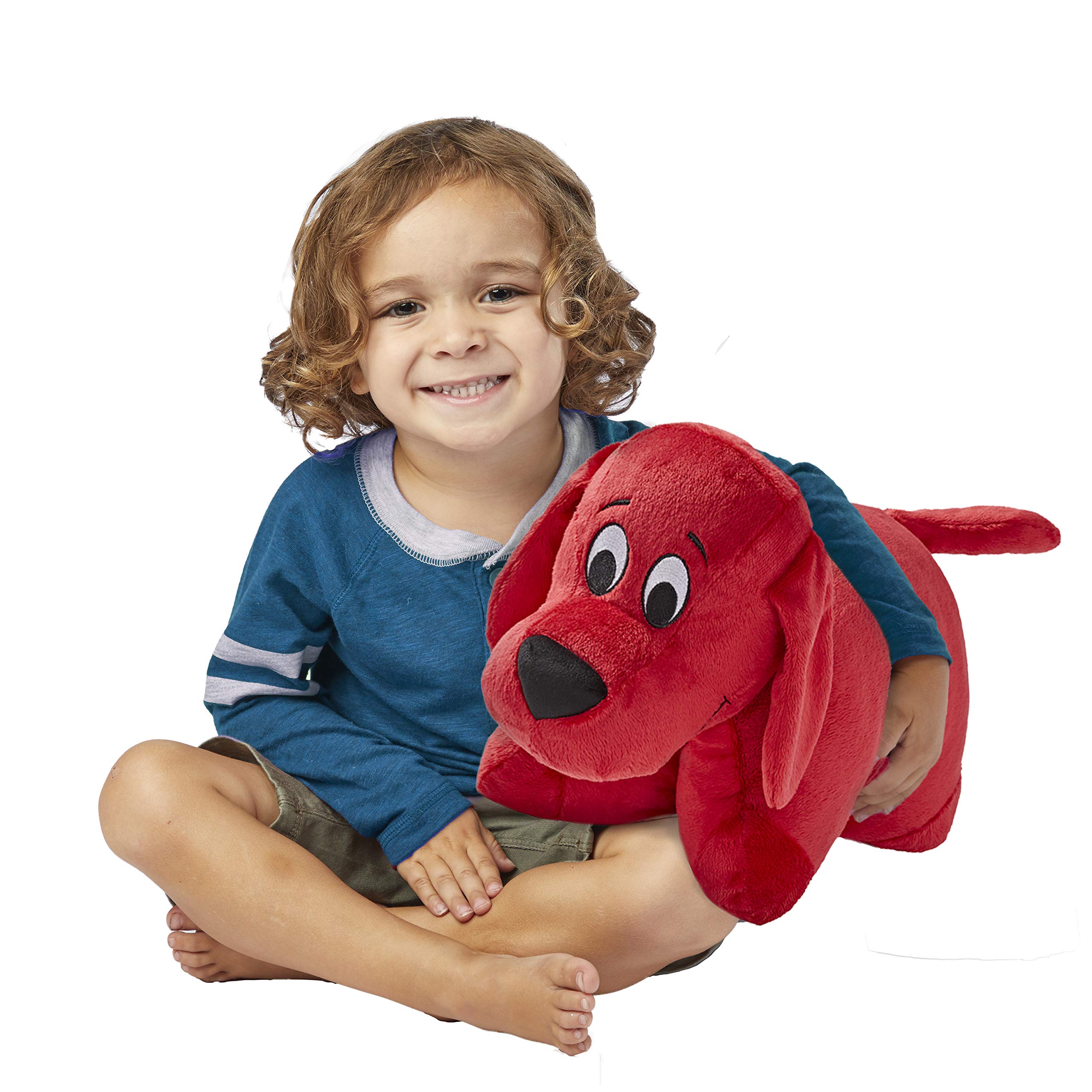 Pillow Pets Clifford plush features soft fabric for gentle cuddles and easy care.