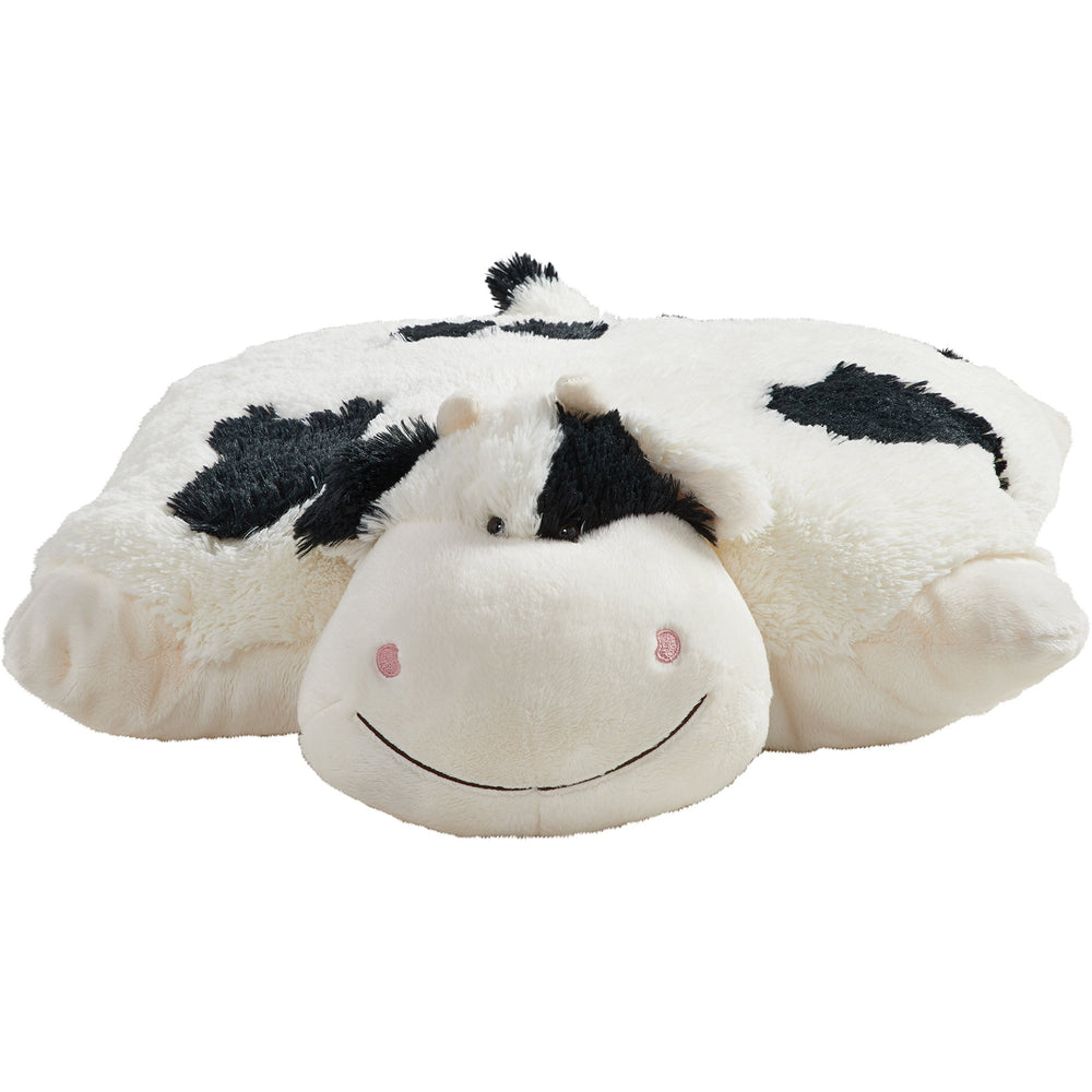 Pillow Pets Cozy Cow Velcro pillow transformation for cozy sleep.