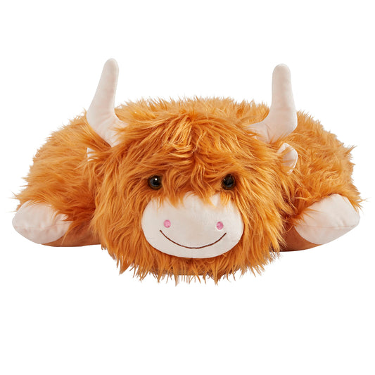 Pillow Pets Highland Cow big eyes and friendly smile for cozy evenings
