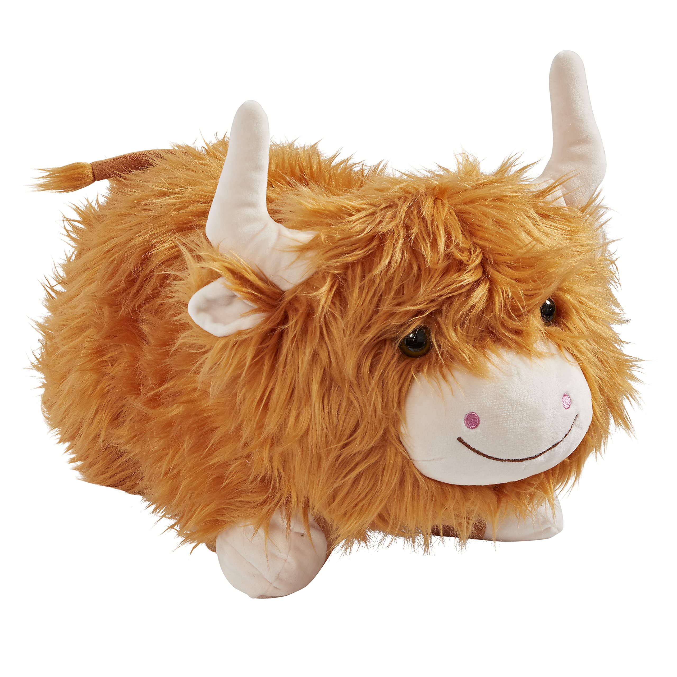 Pillow Pets Highland Cow front view, cuddly plush ready for hugs