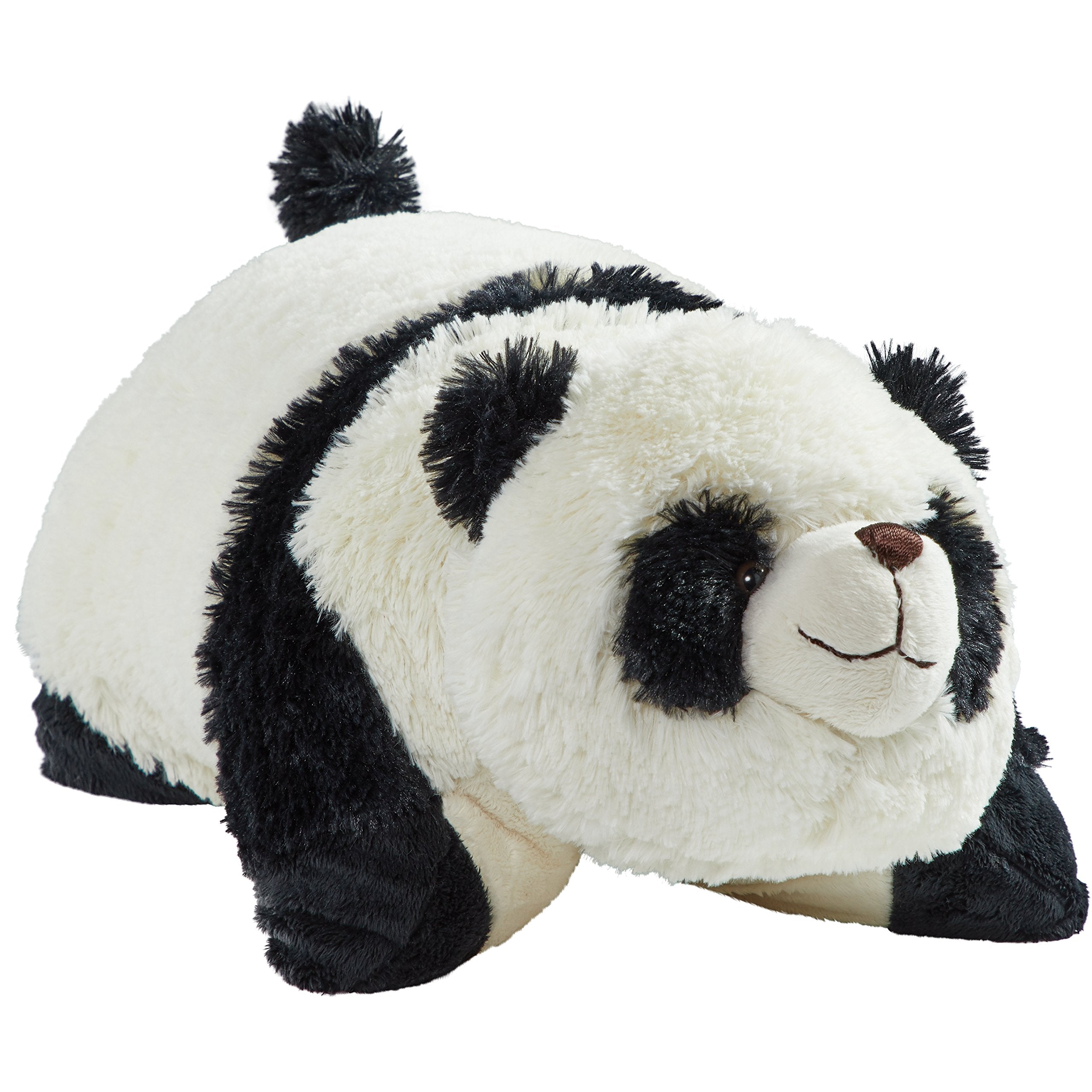 Pillow Pets Comfy Panda plush toy in soft chenille for cozy cuddles.