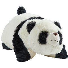 Pillow Pets Comfy Panda plush toy in soft chenille for cozy cuddles.