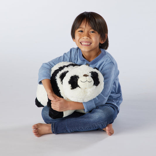 Comfy Panda shown as an 18-inch pillow for reading and resting.