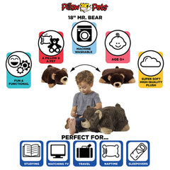 Pillow Pets Mr. Bear plush in soft chenille fabric for bedtime