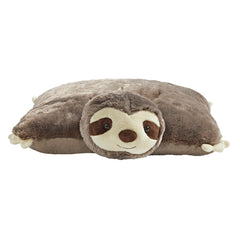 Sunny Sloth folded into a travel pillow for road trips.