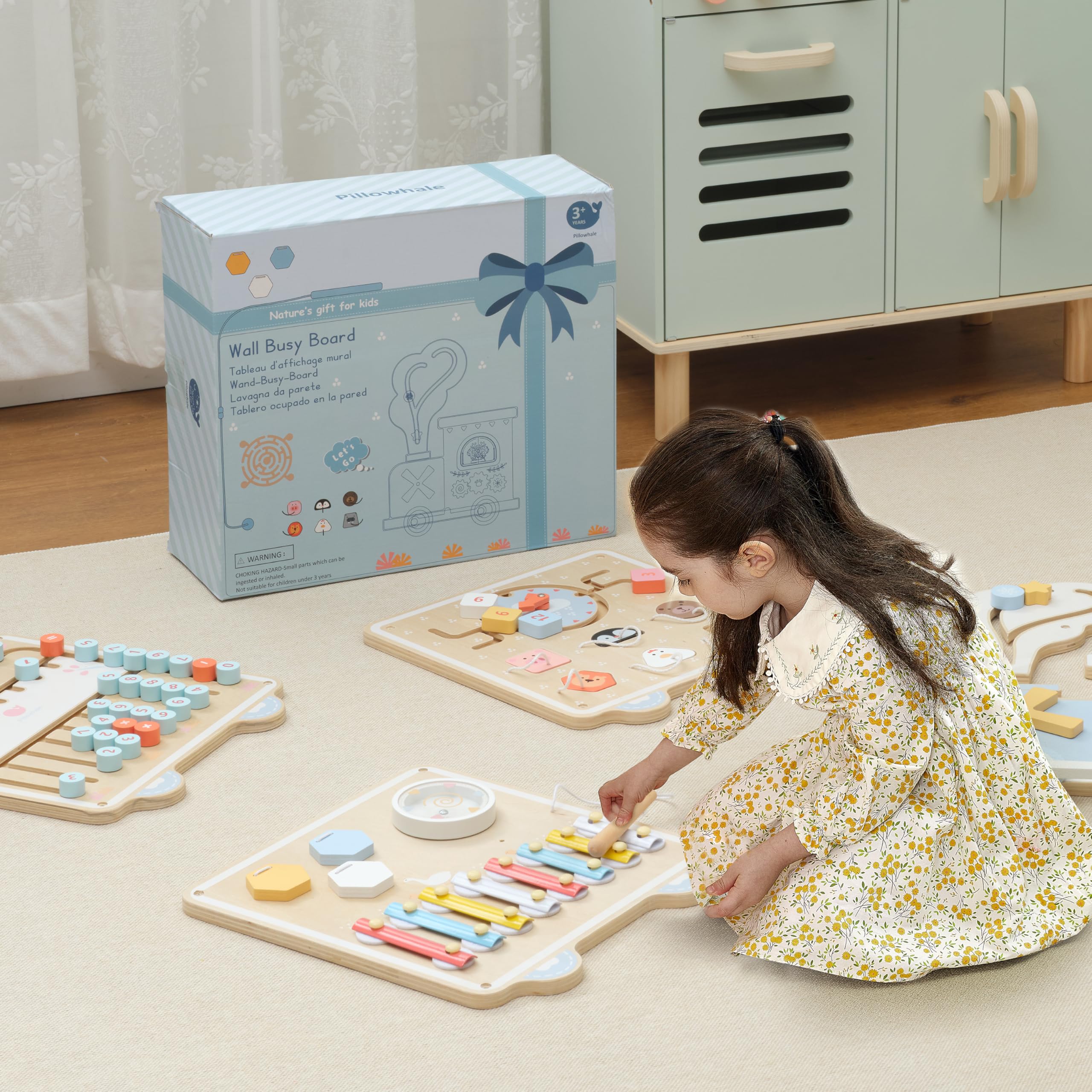Pillowhale wall-mounted wooden toy, safe and durable for classrooms