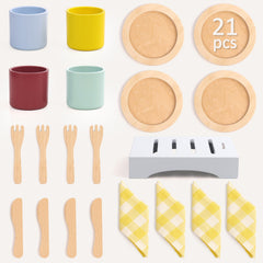Pillowhale wooden cutlery forks for safe, realistic play meals