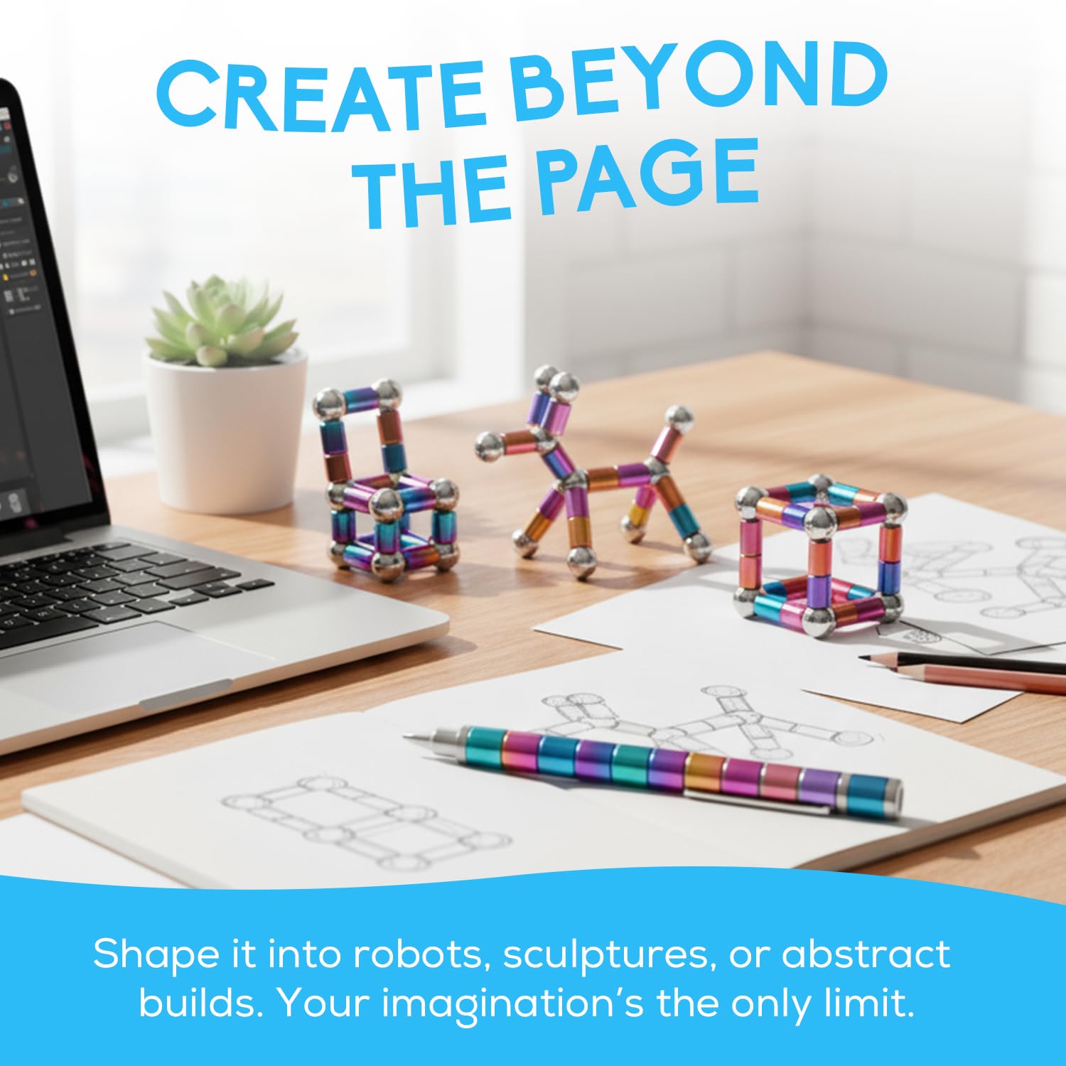 PILPOC Fidget Pen assembly showing detachable pieces for customization.