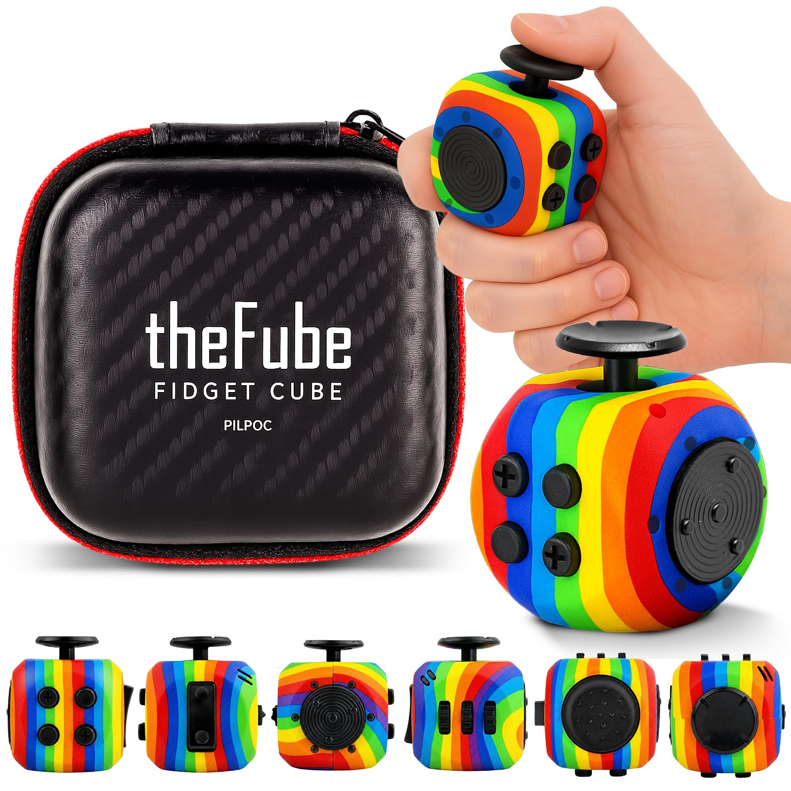 PILPOC TheFube cube in hand for focus and tactile relief.