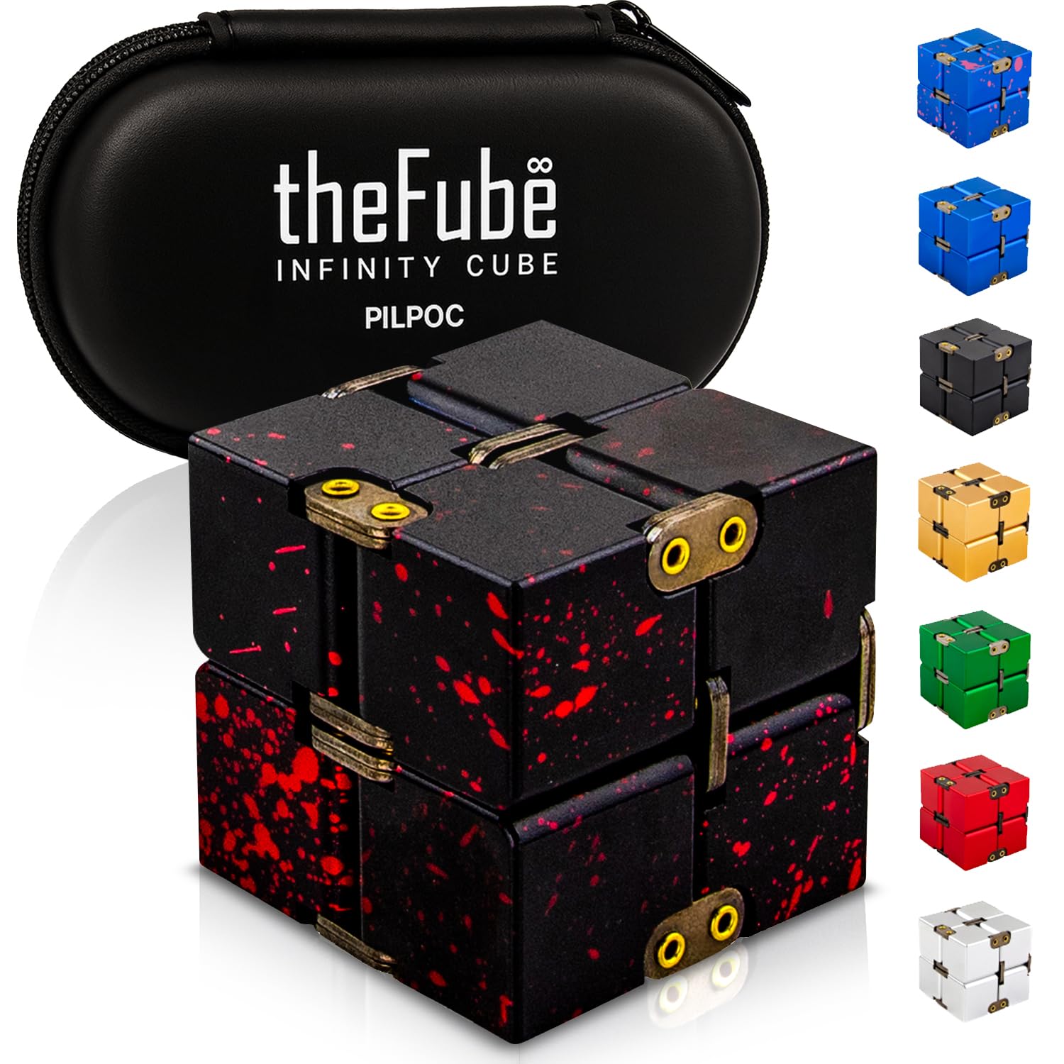 PILPOC theFube Infinity Cube black and red with smooth rotation for focused work