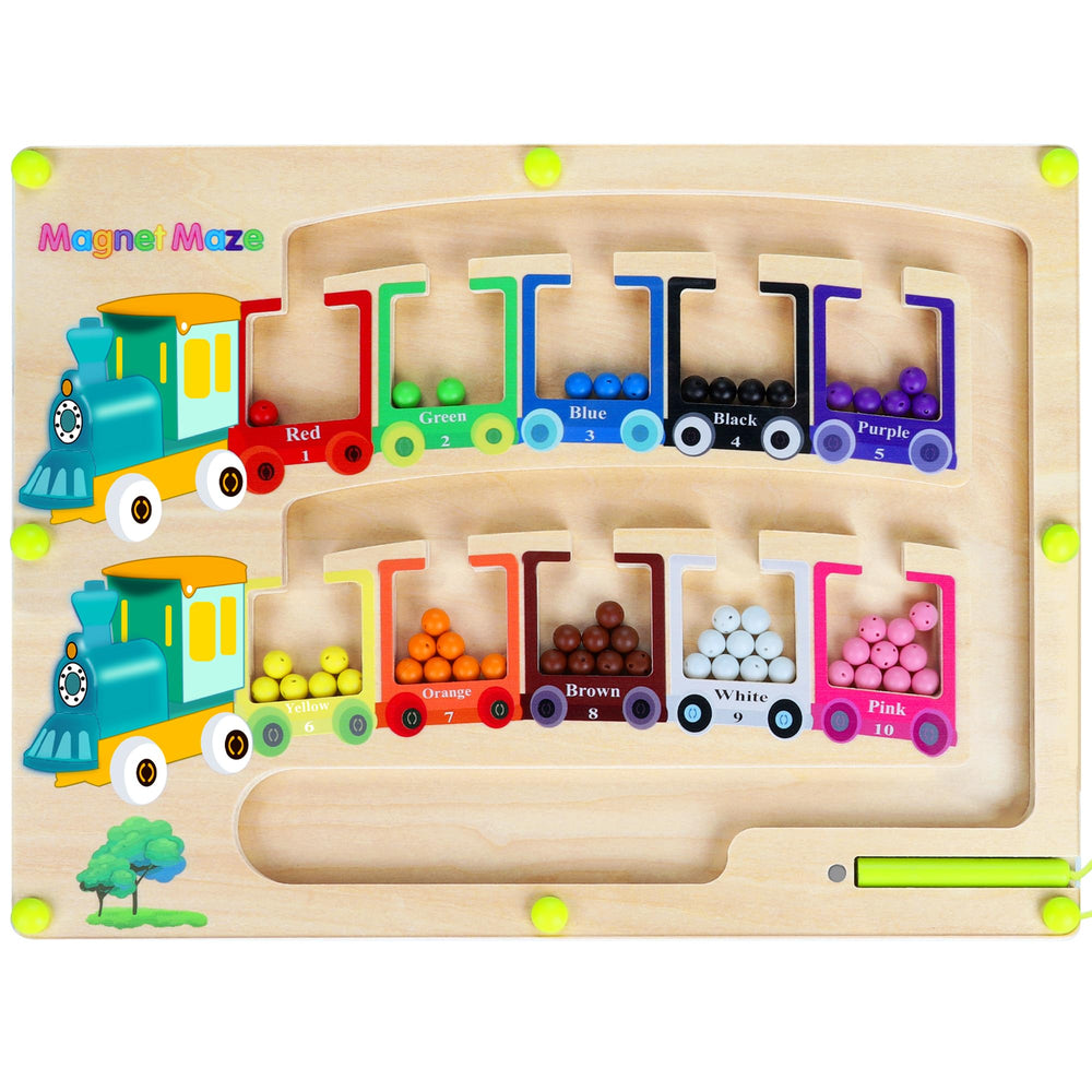 Pincush magnetic color-number maze board for fine motor skills during play