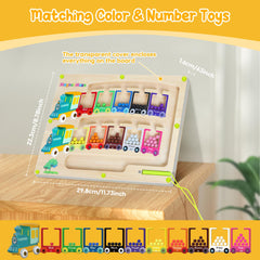 Pincush wooden magnetic puzzle train carriages for color matching and counting