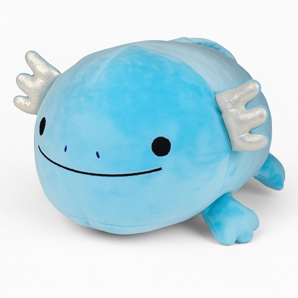 Pineapple Axolotl plush blue pillow-like design close-up