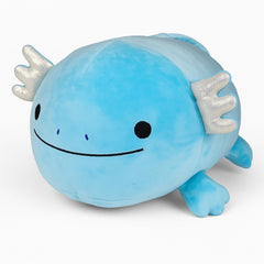 Pineapple Axolotl plush blue pillow-like design close-up