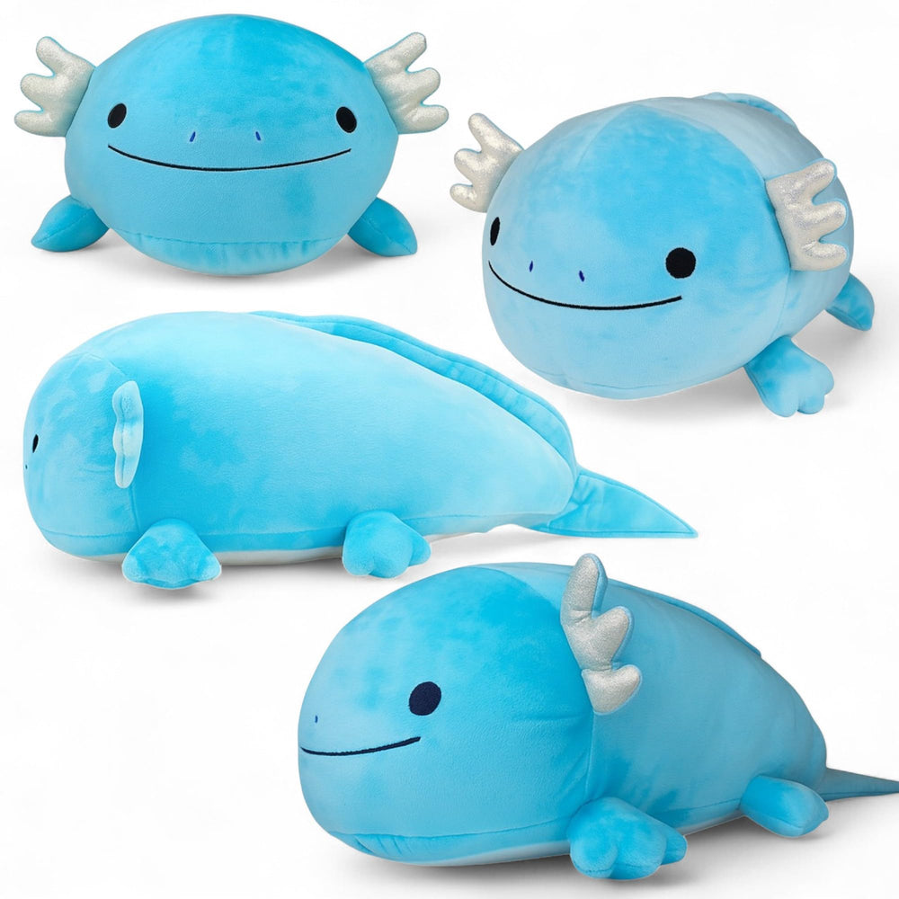 Pineapple Axolotl plush blue texture detail shows soft fabric