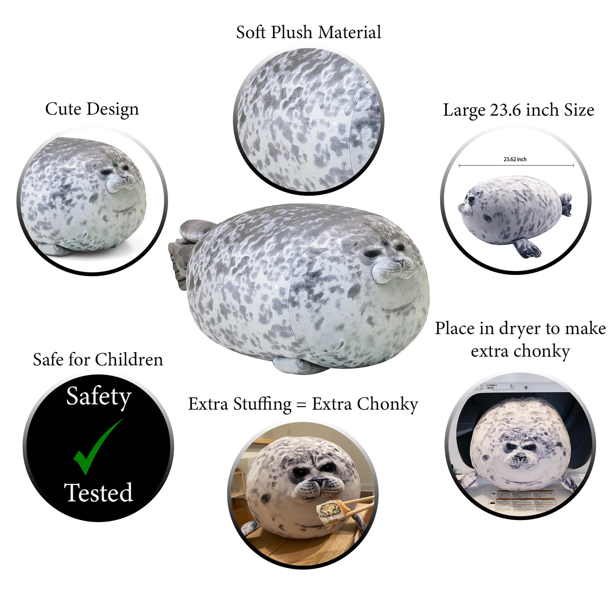 Pineapple Plush Seal Pillow front view highlighting its giant size for comfort