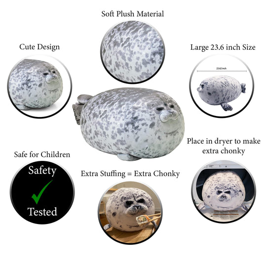 Pineapple Plush Seal Pillow front view highlighting its giant size for comfort