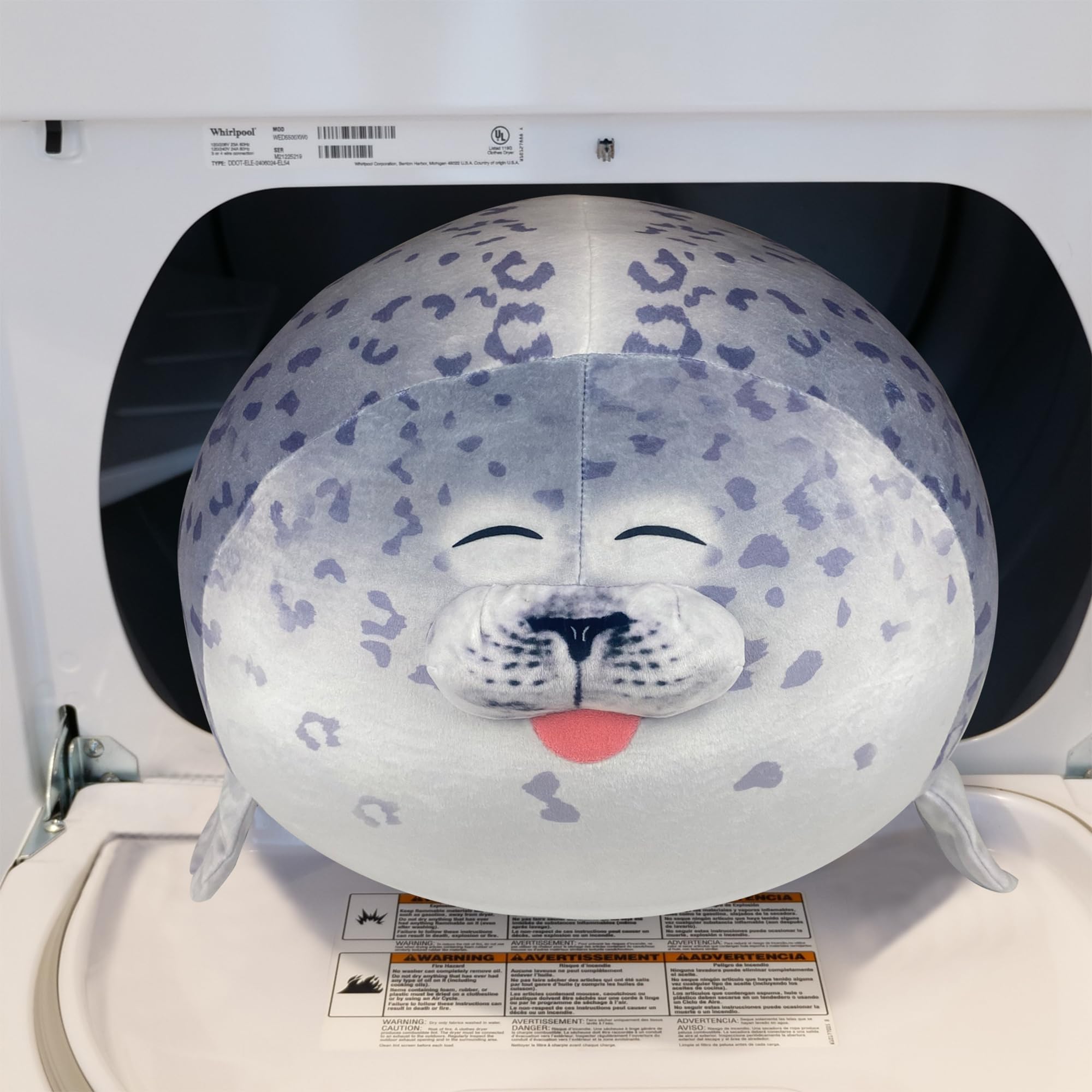 Pineapple Seal Plush Pillow dryer-reset image shows size revival after care