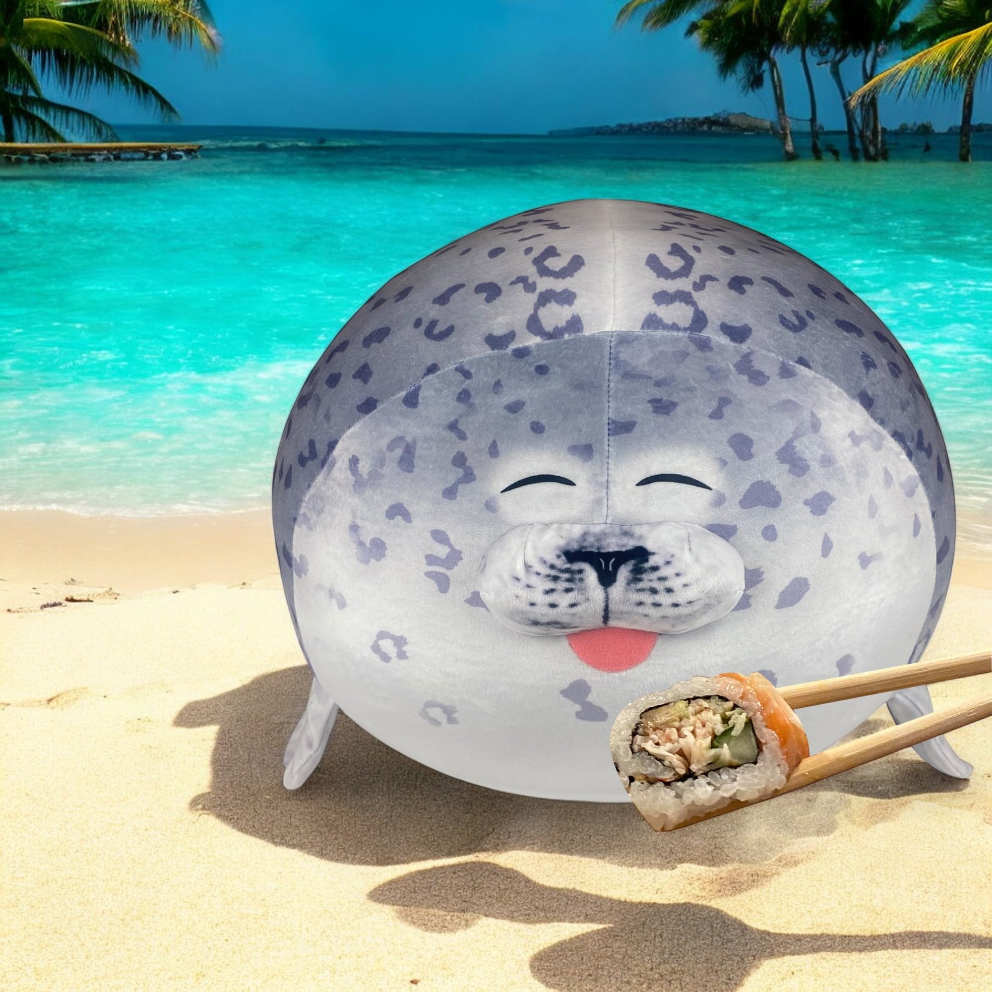Pineapple Seal Plush Pillow plush detail; jumbo size ideal for cuddling