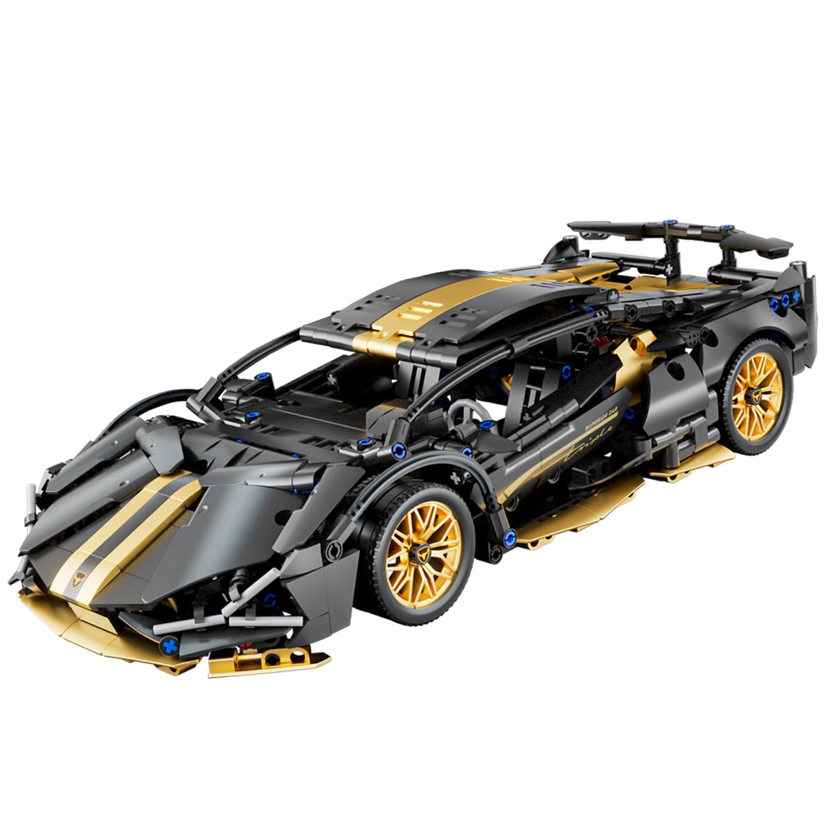 PinkBee Sport Car front view showing black body and gold accents with detailed proportions.