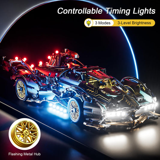 PinkBee sport car building kit side view highlights a sleek profile and precise engineering.