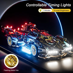 PinkBee sport car building kit side view highlights a sleek profile and precise engineering.