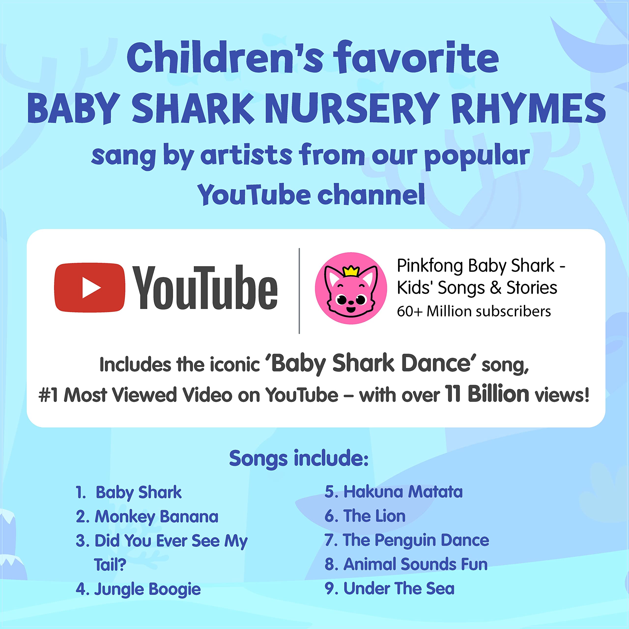 Illustrated pages of Pinkfong Baby Shark Animal Songs showcasing vibrant scenes