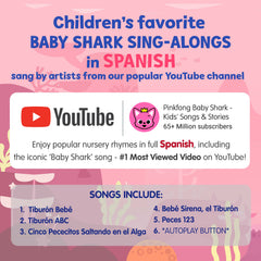 Pinkfong Baby Shark autoplay button demonstrates hands-free storytelling