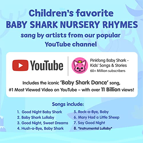 Pinkfong Baby Shark Bedtime Songs playing songs delivers full melodies with gentle volume for bedtime.